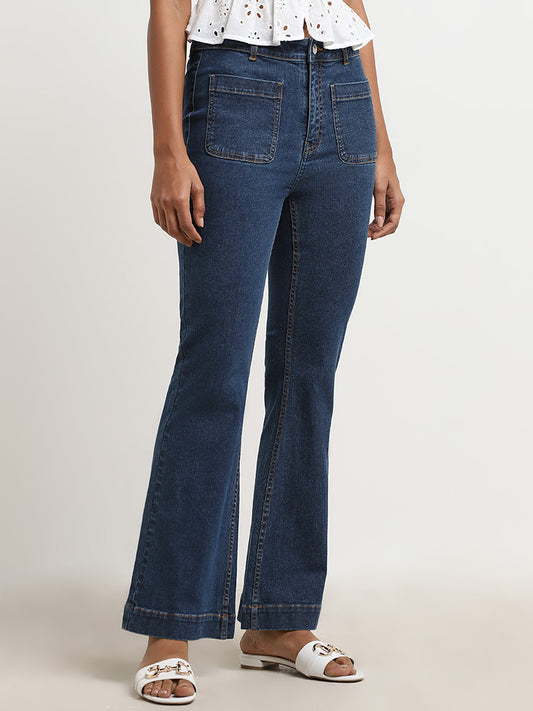 LOV Dark Blue Straight - Fit Mid - Rise Jeans