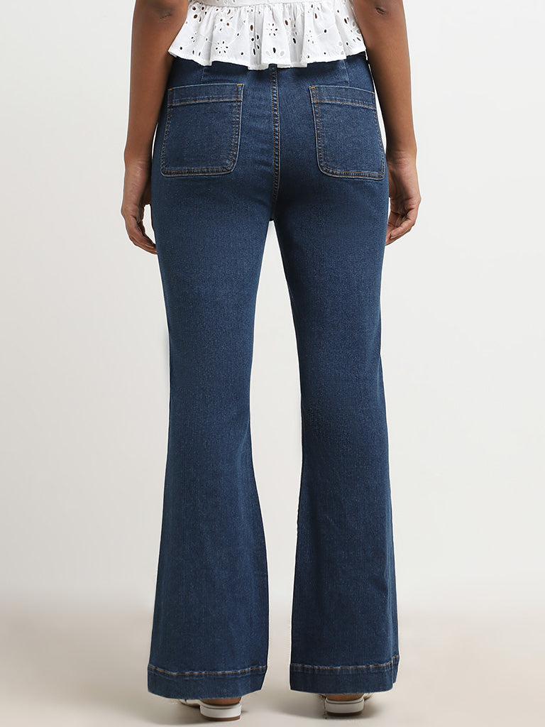 LOV Dark Blue Straight - Fit Mid - Rise Jeans