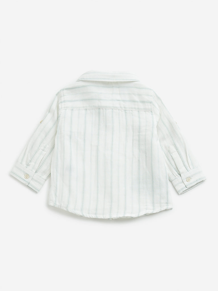 HOP Baby White Stripe Print Cotton Shirt