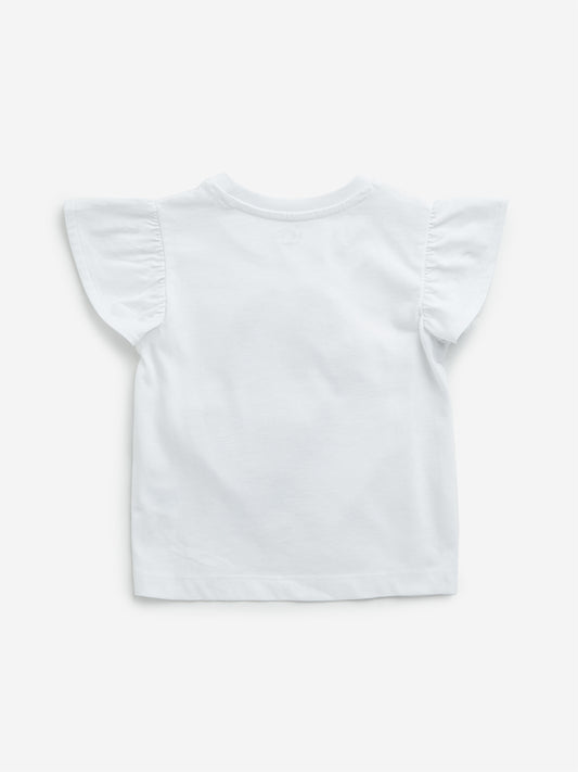 HOP Kids White Unicorn Design Cotton T-Shirt