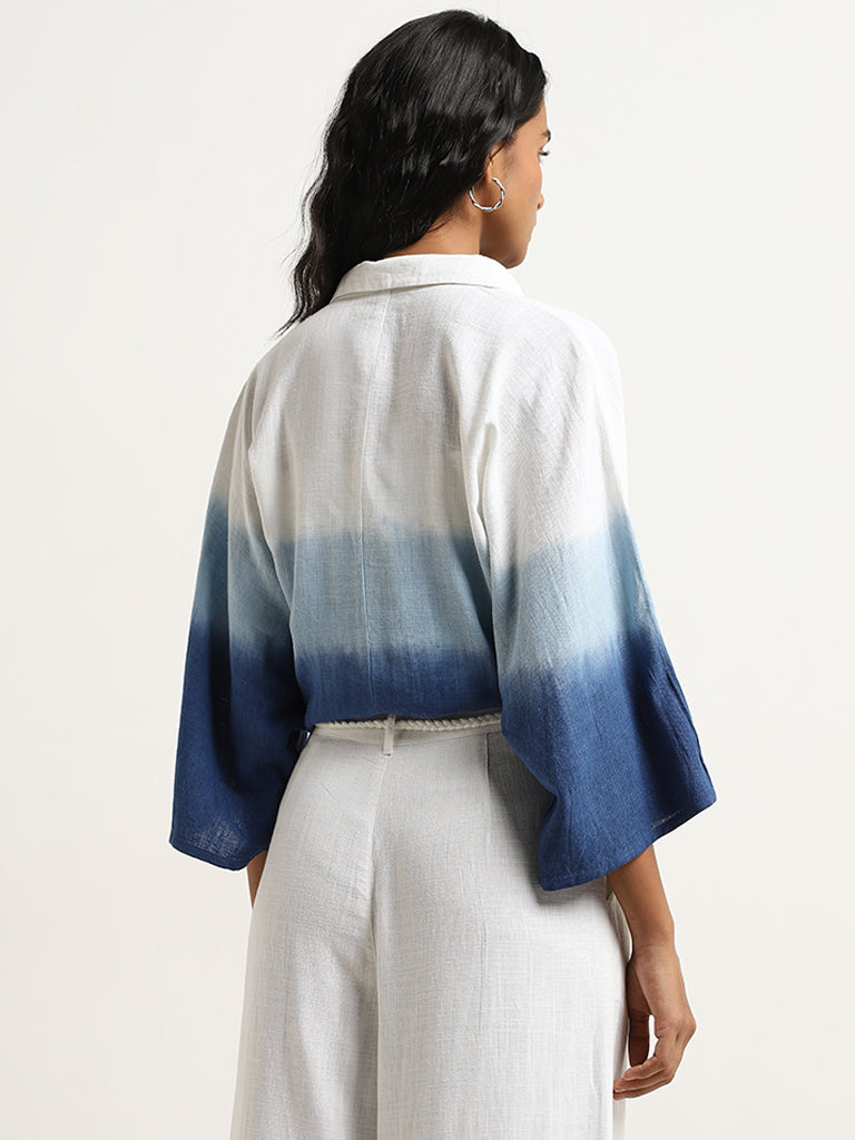 LOV White Ombre Blended Linen Shirt