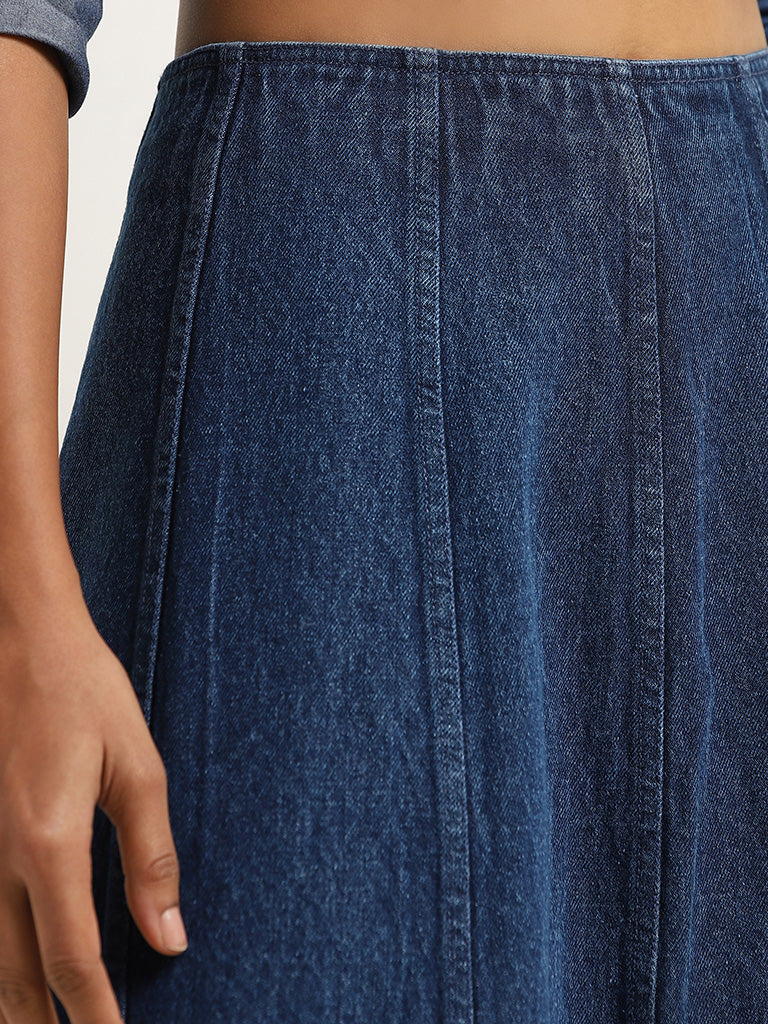 LOV Dark Blue High-Rise Denim Skirt