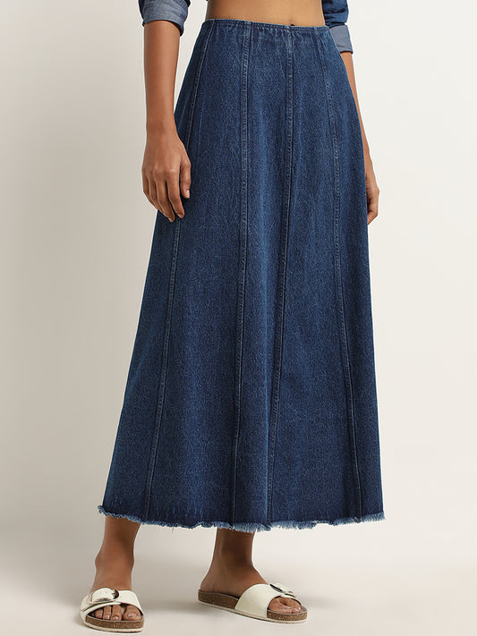 LOV Dark Blue High-Rise Denim Skirt
