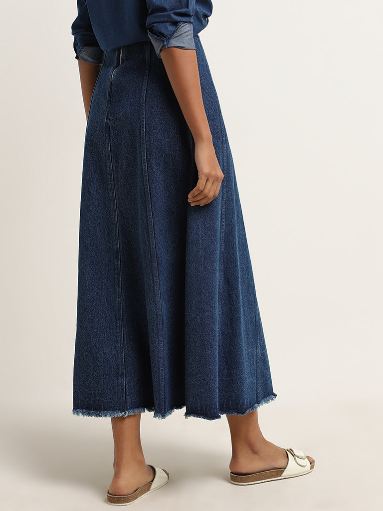 LOV Dark Blue High-Rise Denim Skirt