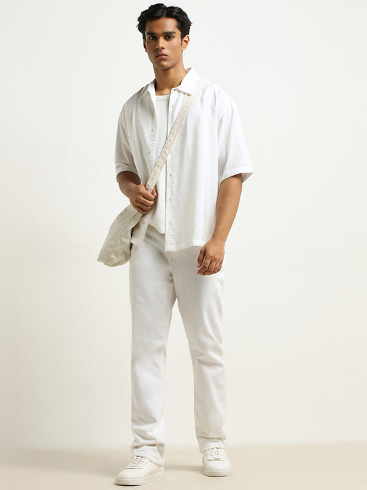 Nuon White Textured Relaxed-Fit Shirt