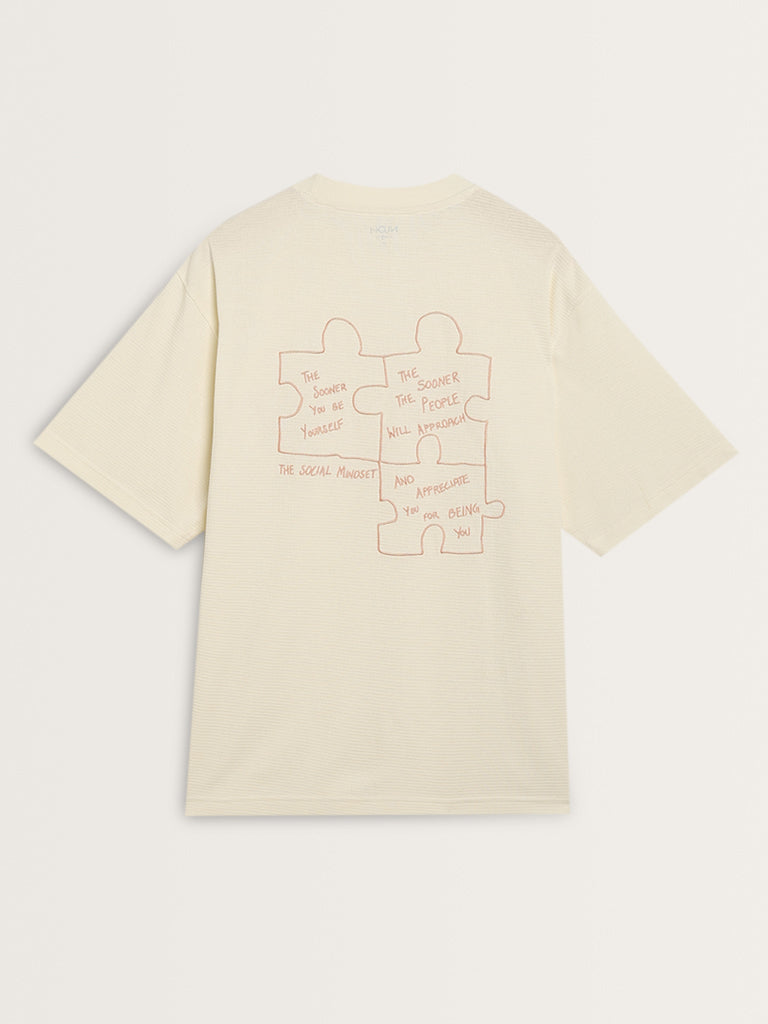 Nuon Off-White Text Print Relaxed-Fit T-Shirt