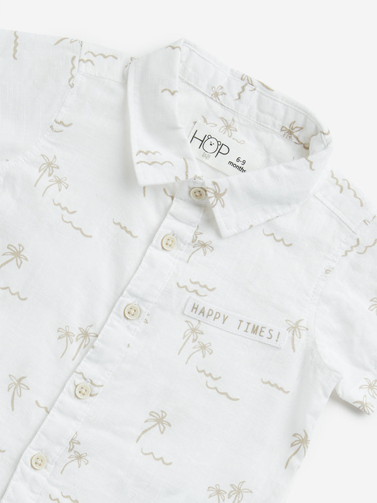 HOP Baby White Foliage Design Cotton Shirt