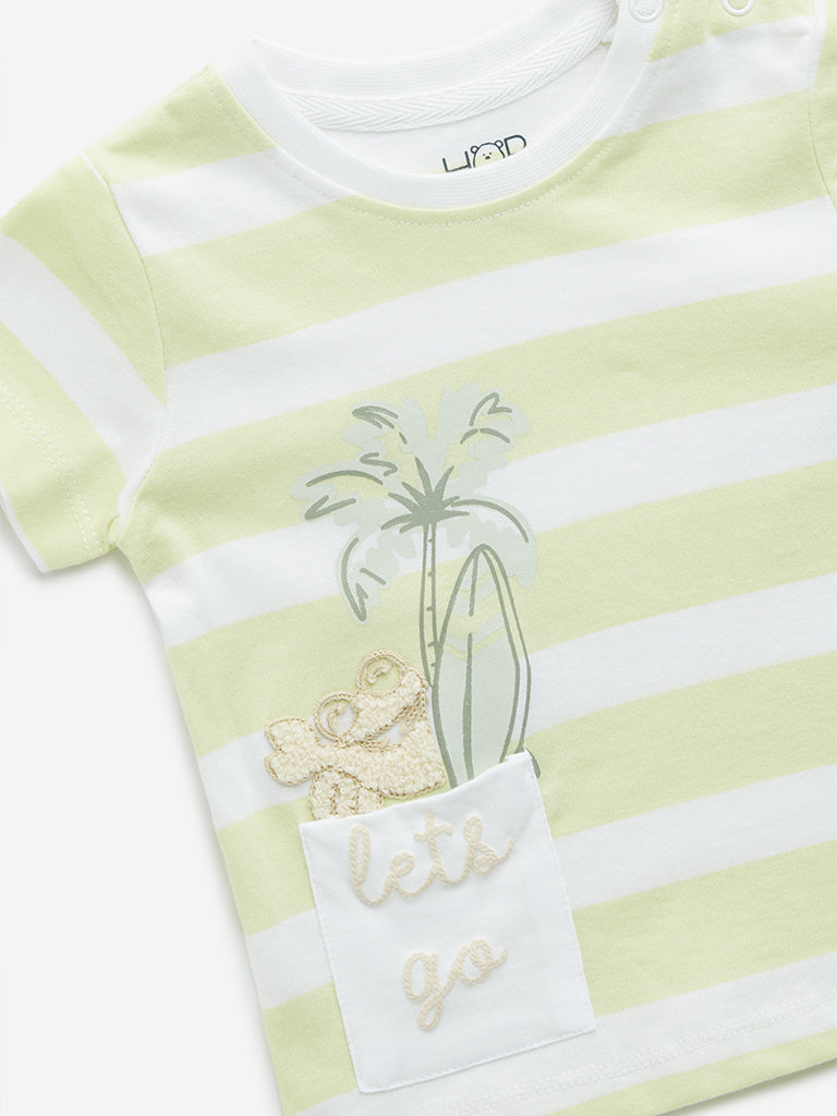 HOP Baby Lime Striped Design T-Shirt