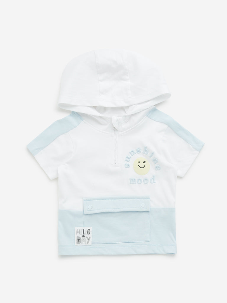 HOP Baby White Hooded Cotton T-Shirt