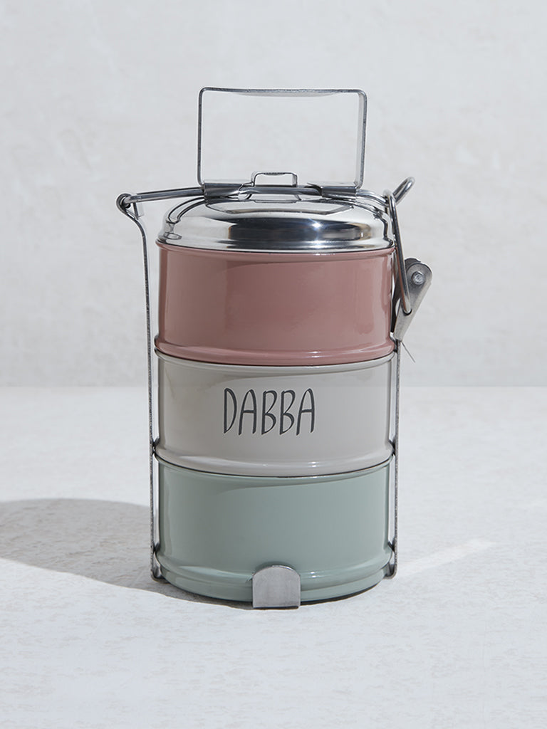 Westside Home Multicolour Three-Tier Dabba with Handle