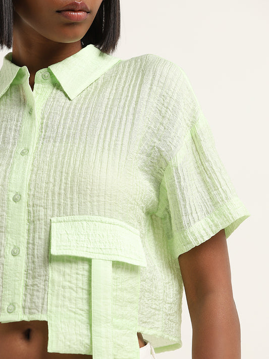 Nuon Light Green Crinkle Textured Shirt