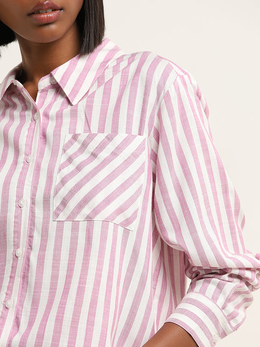 Nuon Pink Striped Design Shirt