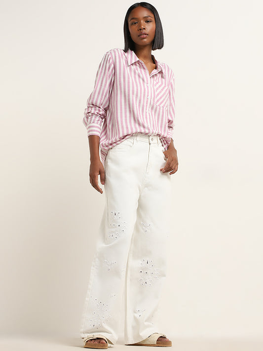 Nuon Pink Striped Design Shirt