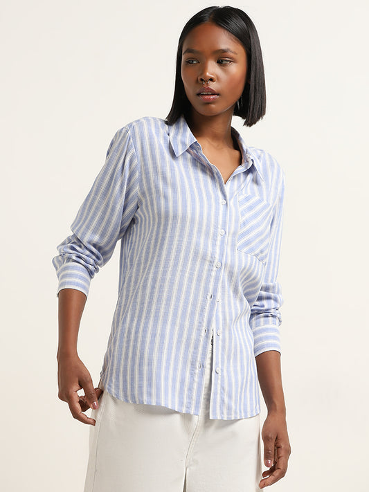 Nuon Blue Striped Design Shirt