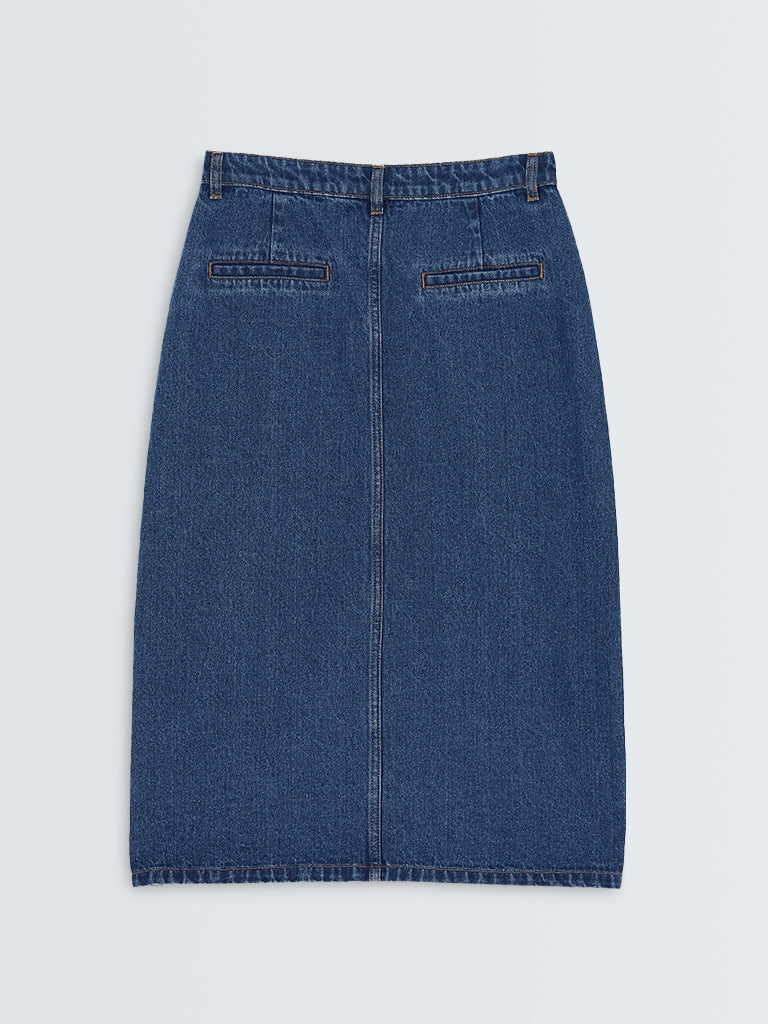 Nuon Dark Blue High-Rise Denim Skirt