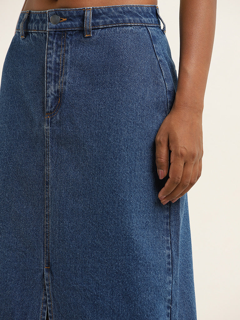 Nuon Dark Blue High-Rise Denim Skirt