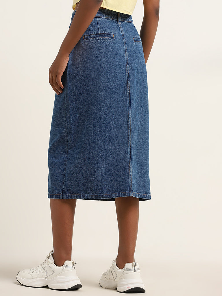 Nuon Dark Blue High-Rise Denim Skirt