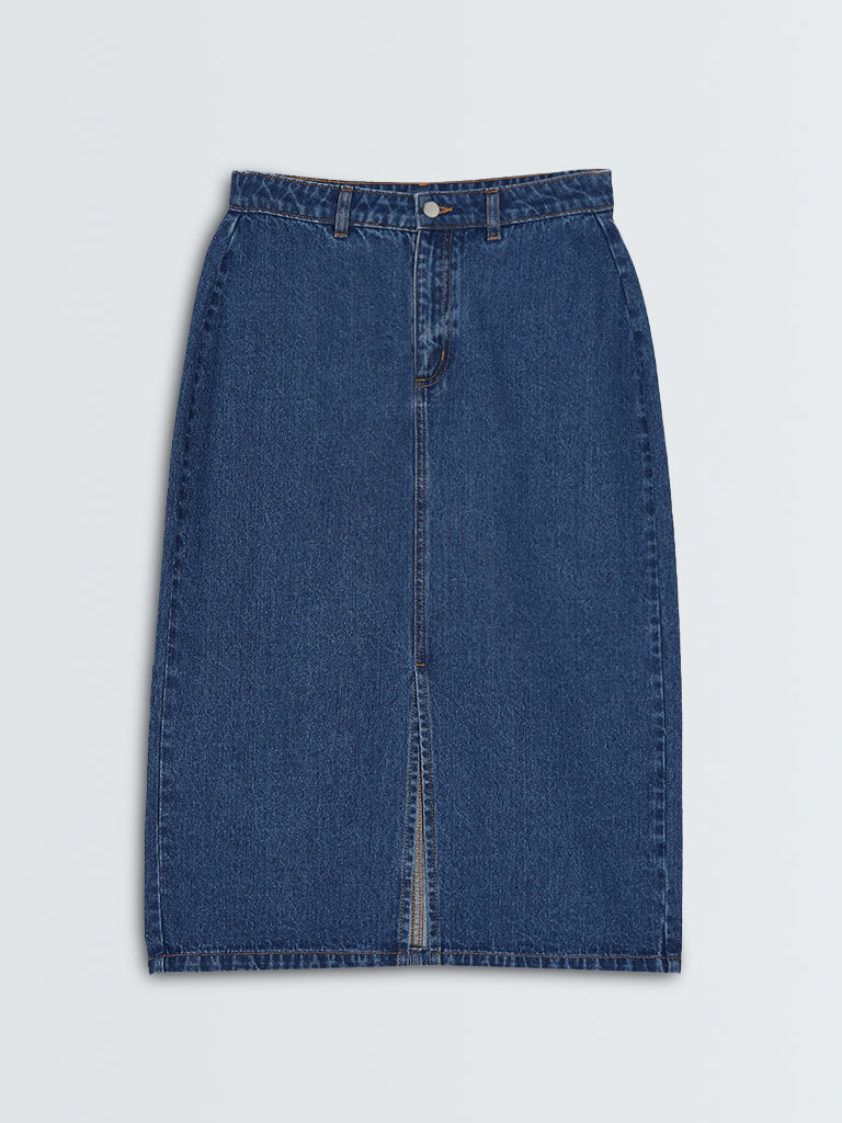 Nuon Dark Blue High-Rise Denim Skirt