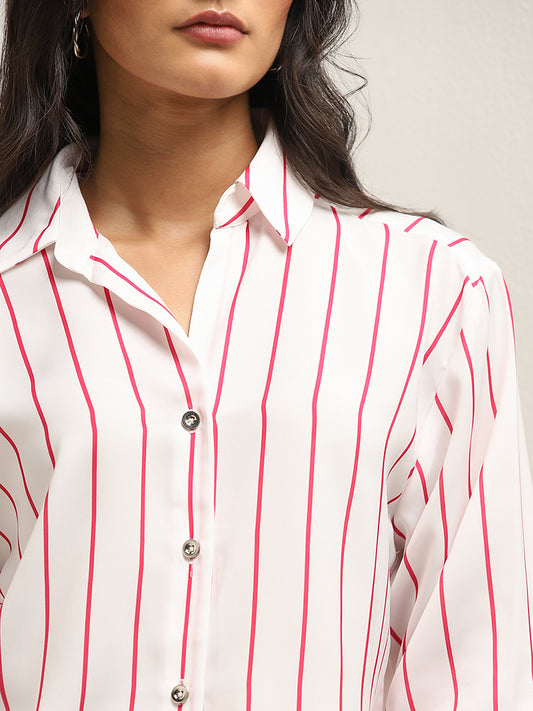 Wardrobe White Striped Design Shirt
