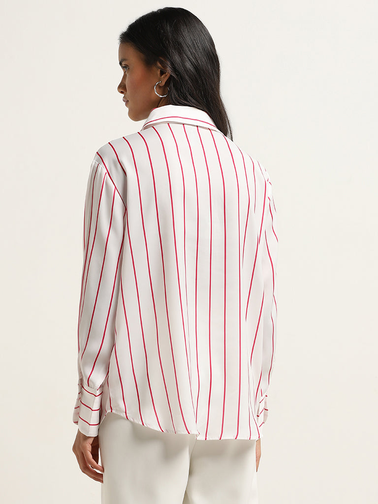 Wardrobe White Striped Design Shirt