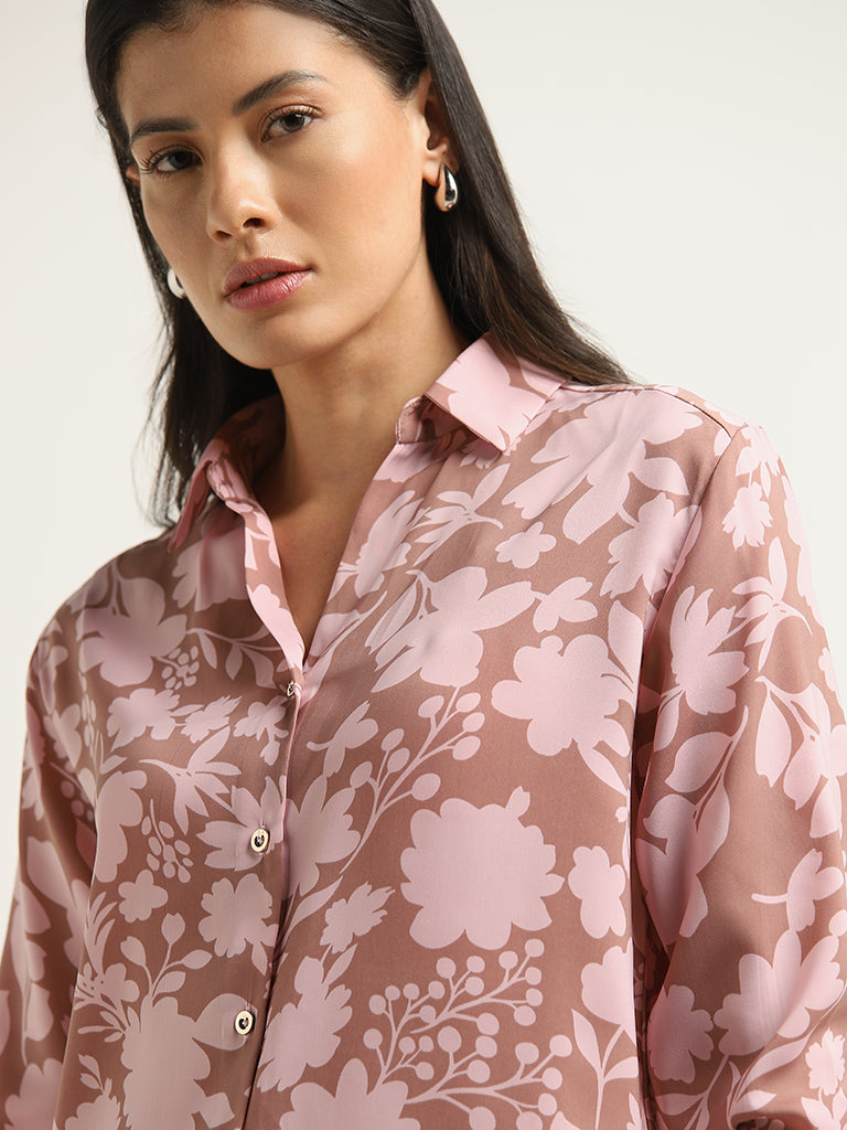 Wardrobe Pink Floral Printed Shirt