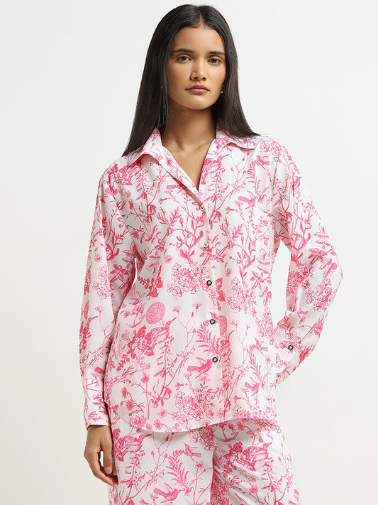 Wardrobe Pink Foliage Pattern Shirt
