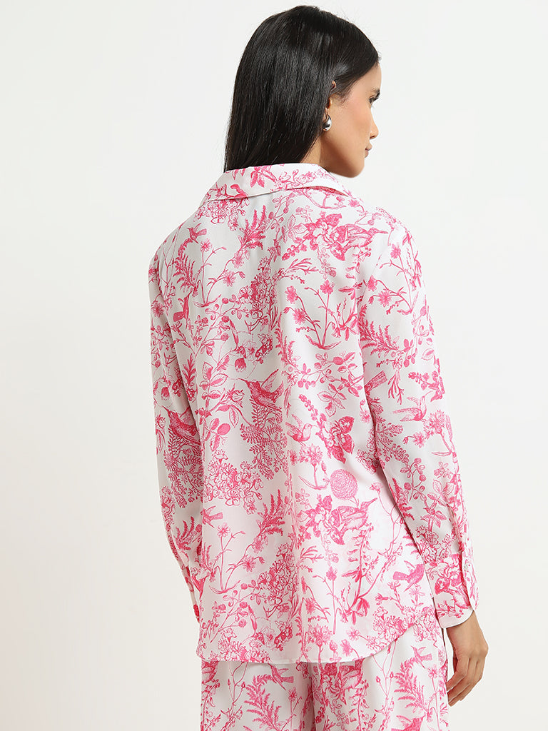 Wardrobe Pink Foliage Pattern Shirt