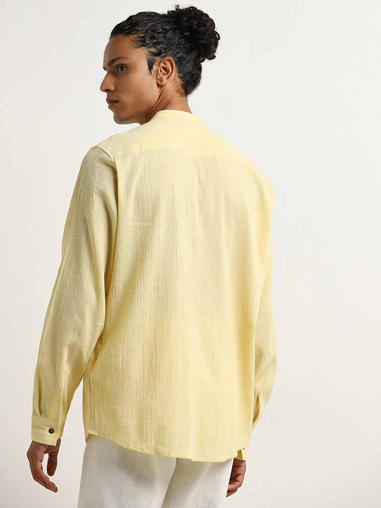 ETA Yellow Crinkle-Textured Resort-Fit Cotton Shirt