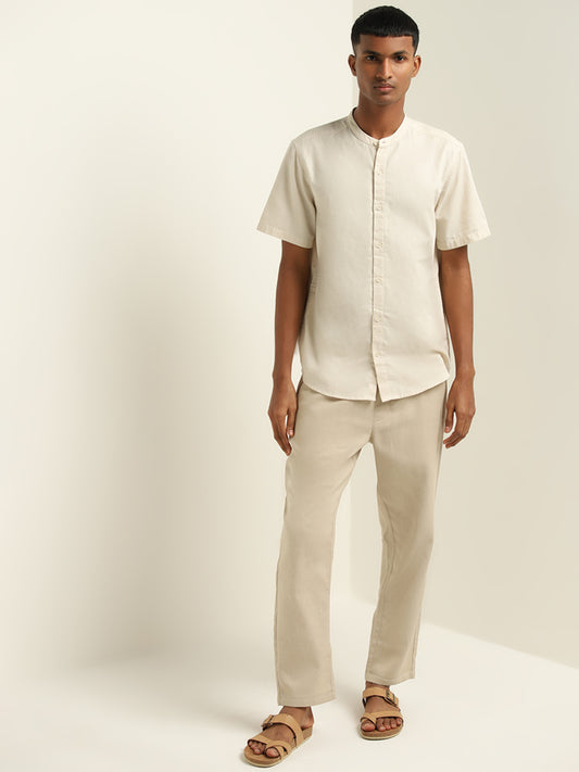 ETA Light Taupe Solid Resort-Fit Cotton Shirt