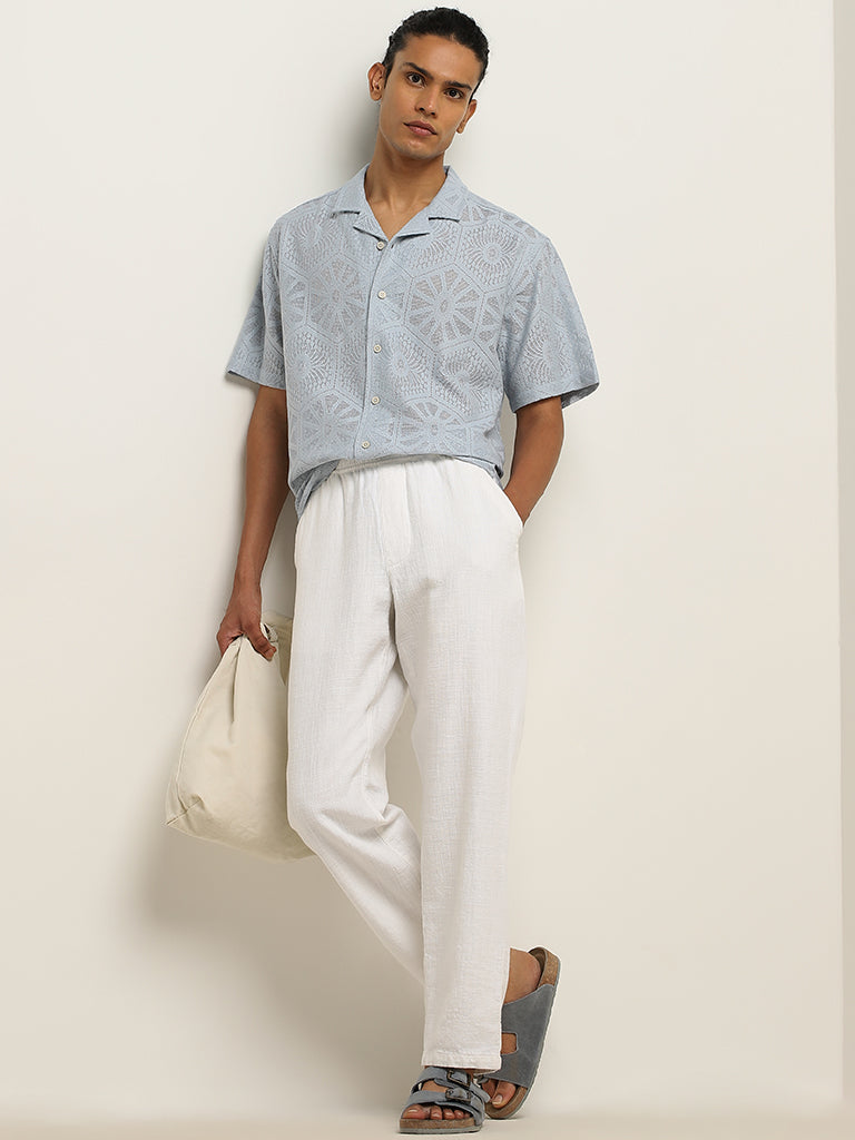 ETA Light Blue Relaxed-Fit Cotton Blend Shirt