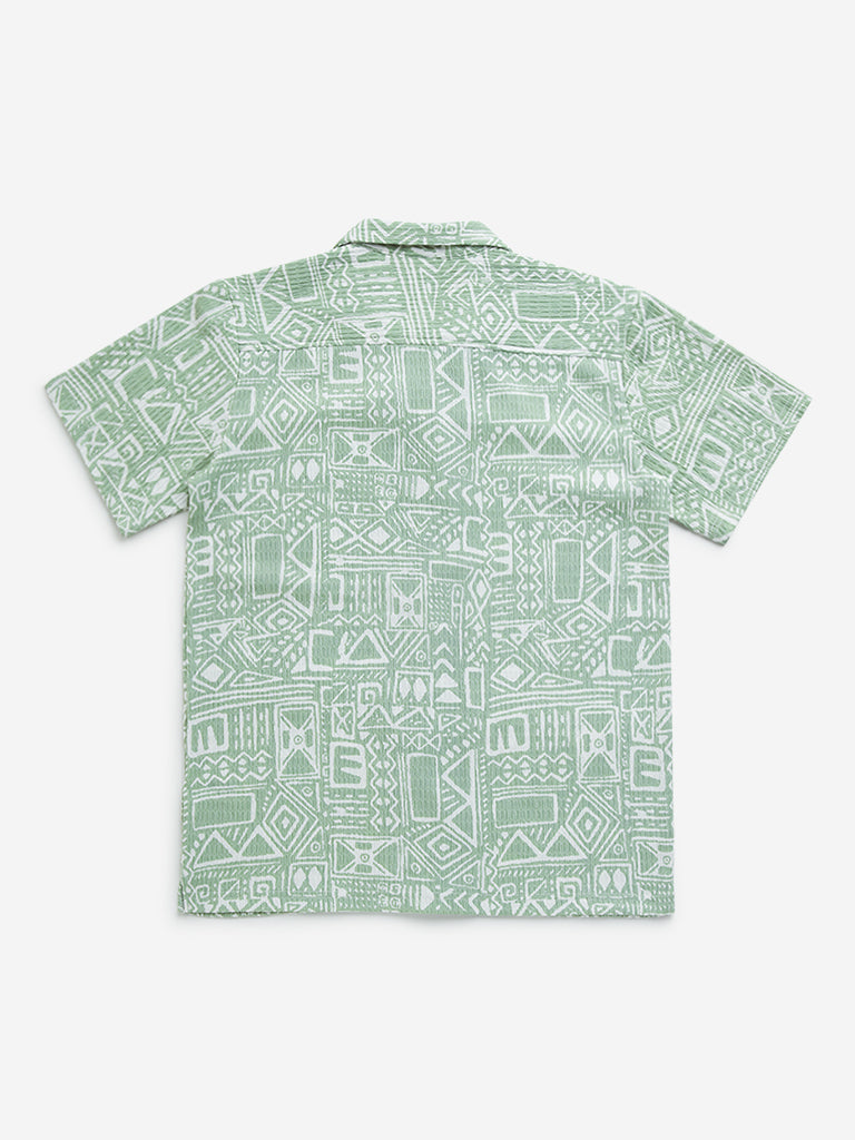 Y&F Kids Sage Abstract Design Resort-Fit Shirt