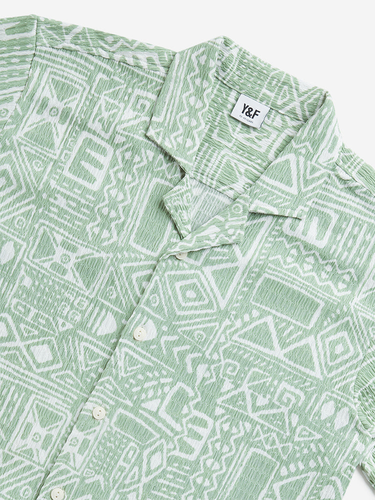 Y&F Kids Sage Abstract Design Resort-Fit Shirt