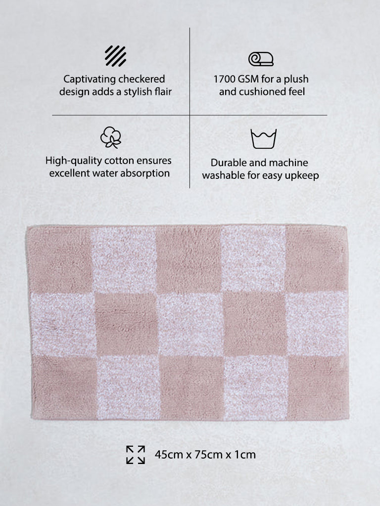 Westside Home Pink Checkered Design Bathmat