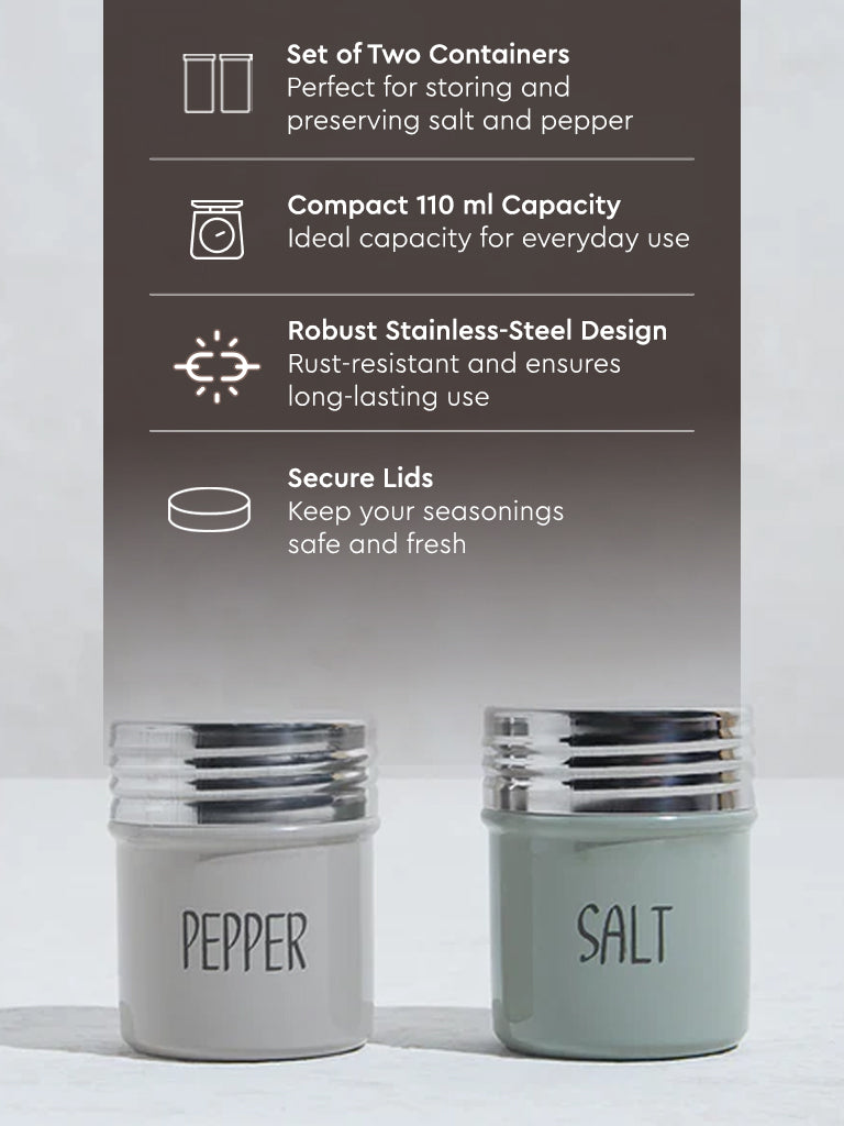 Westside Home Grey & Green Stainless Steel Salt and Pepper Container