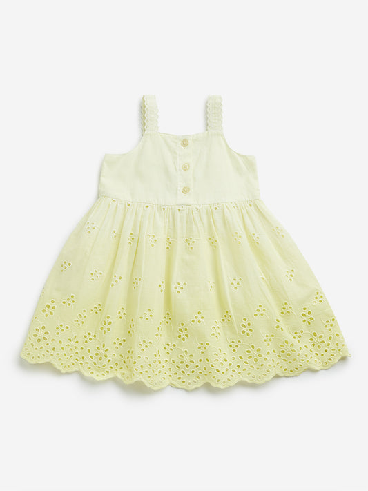 HOP Baby Lime Schiffli Ombre-Finish A-Line Cotton Dress