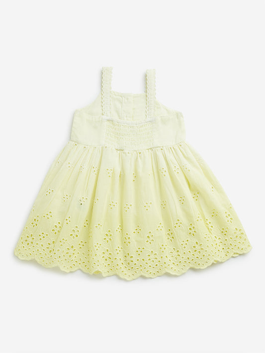 HOP Baby Lime Schiffli Ombre-Finish A-Line Cotton Dress