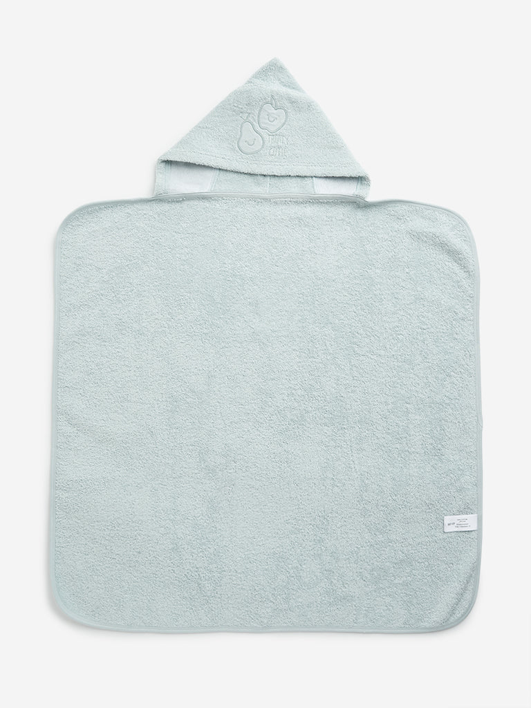 HOP Baby Teal Embroidered Hooded Cotton Towel