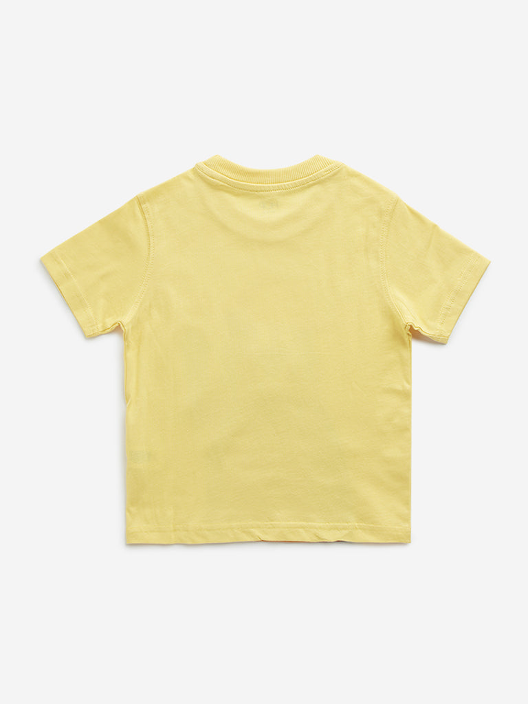 HOP Kids Yellow Bear Printed Cotton T-Shirt