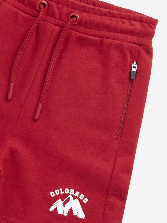 HOP Kids Red Text Design Mid-Rise Cotton Shorts