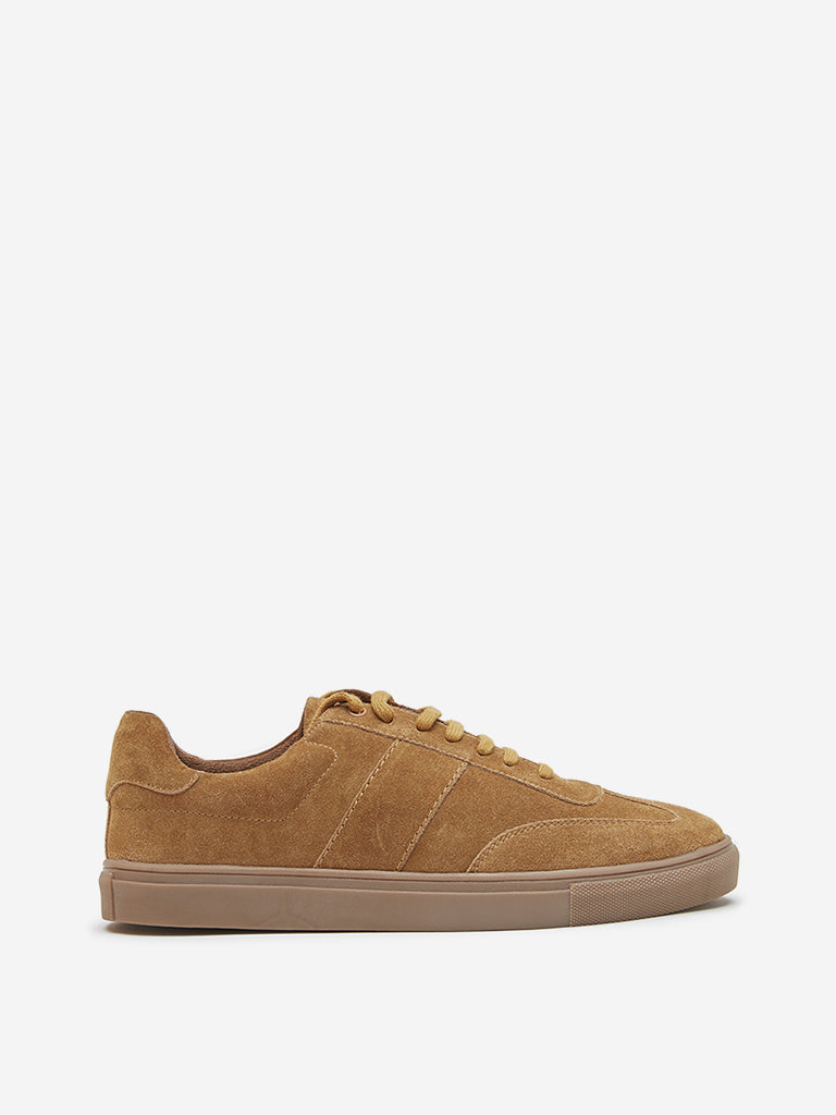 SOLEPLAY Tan Suede-Finish Lace-Up Sneakers