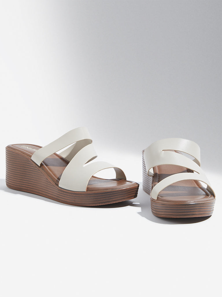 LUNA BLU Ivory Multi-Strap Wedge-Heel Sandals