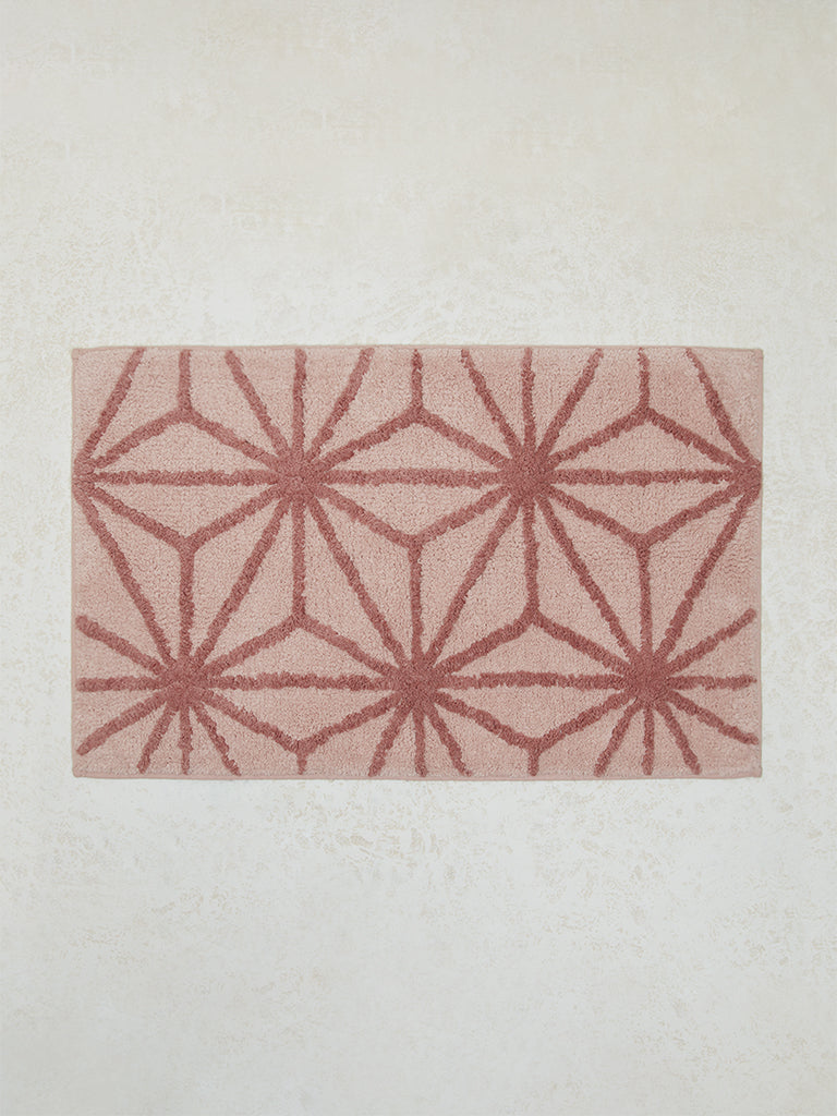 Westside Home Pink Geometric Design Bathmat