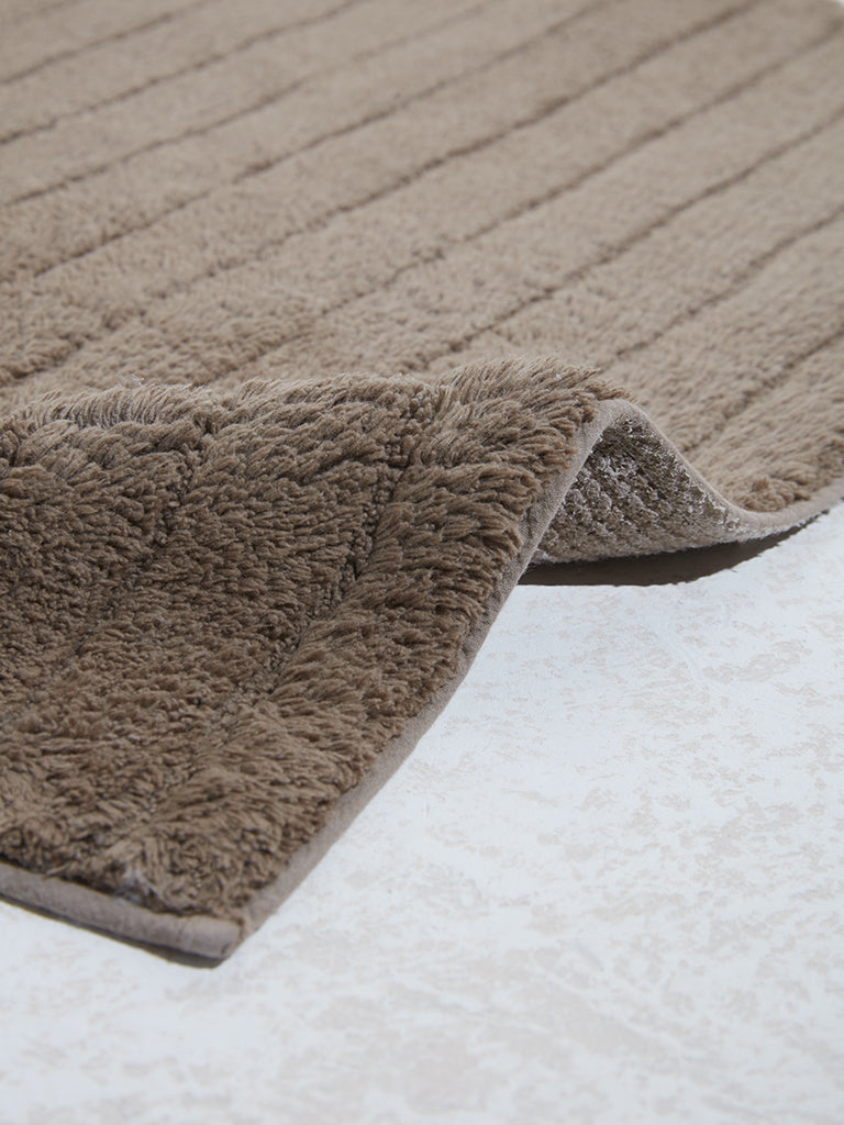 Westside Home Tan Self-Striped Bathmat