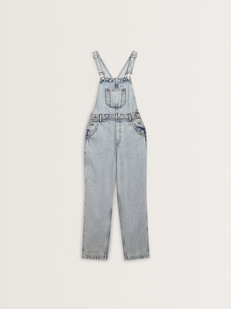 Nuon Light Blue Faded Denim Jumpsuit