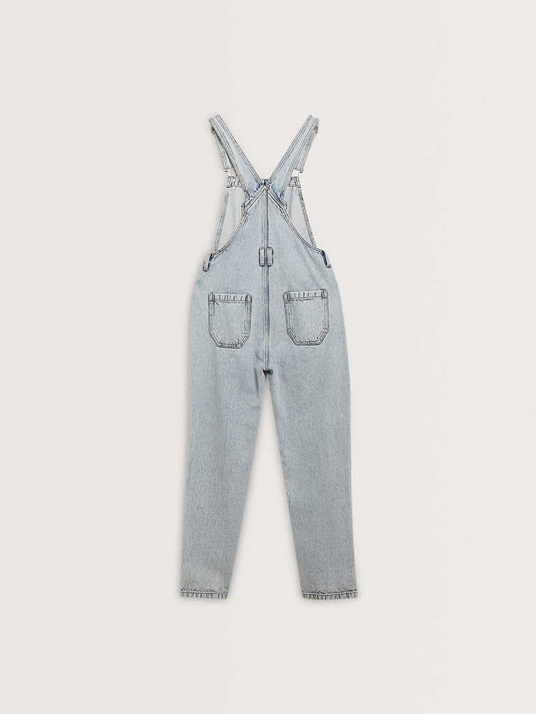 Nuon Light Blue Faded Denim Jumpsuit