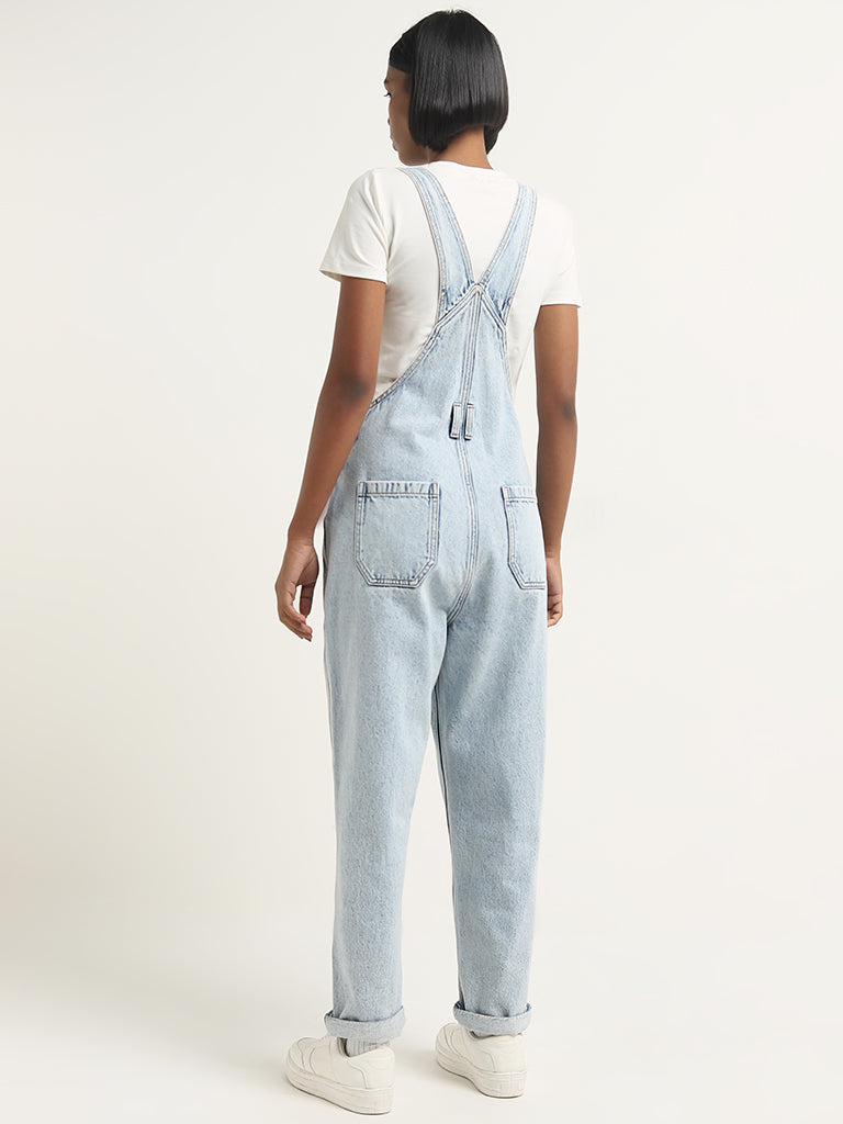 Nuon Light Blue Faded Denim Jumpsuit