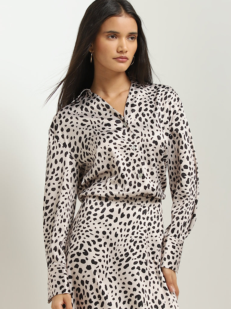 Wardrobe Beige & Black Animal Print Shirt