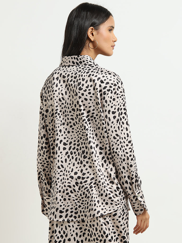 Wardrobe Beige & Black Animal Print Shirt