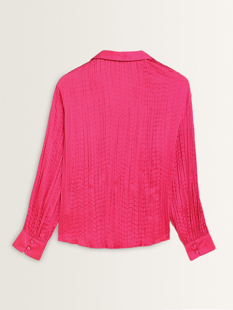 Wardrobe Magenta Textured Shirt