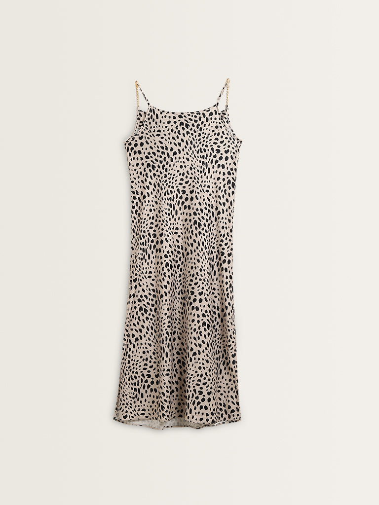 Wardrobe Beige & Black Animal Print Slip Dress